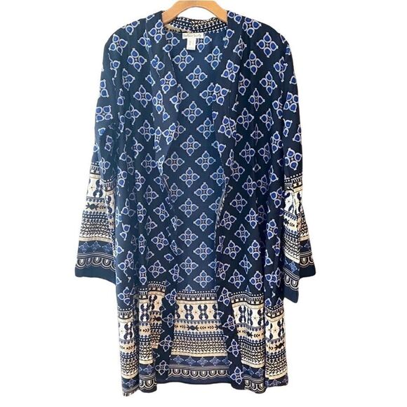 Streetwear Society Sz S Blue Bali Bohemian Open Flowy Concert Event Duster - Picture 1 of 12